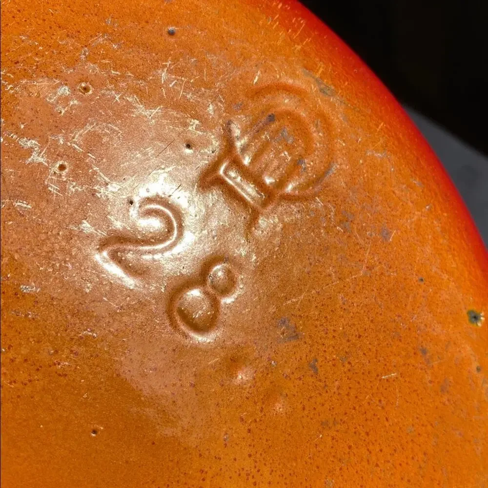 Vintage Descoware MCM Enameled Skillet Pan Julia Child Orange Flame Belgium 28
